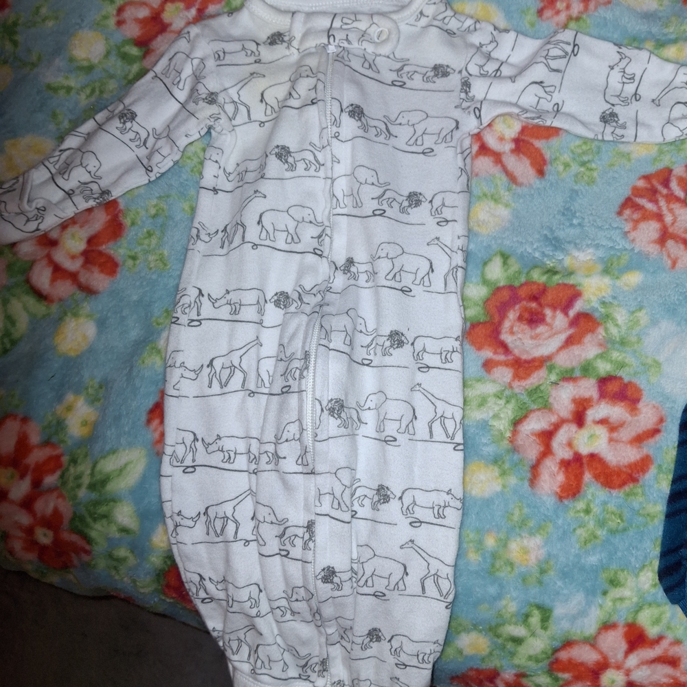 Carter's White and Gray Sleep Sacks with Whimsical Cat Print